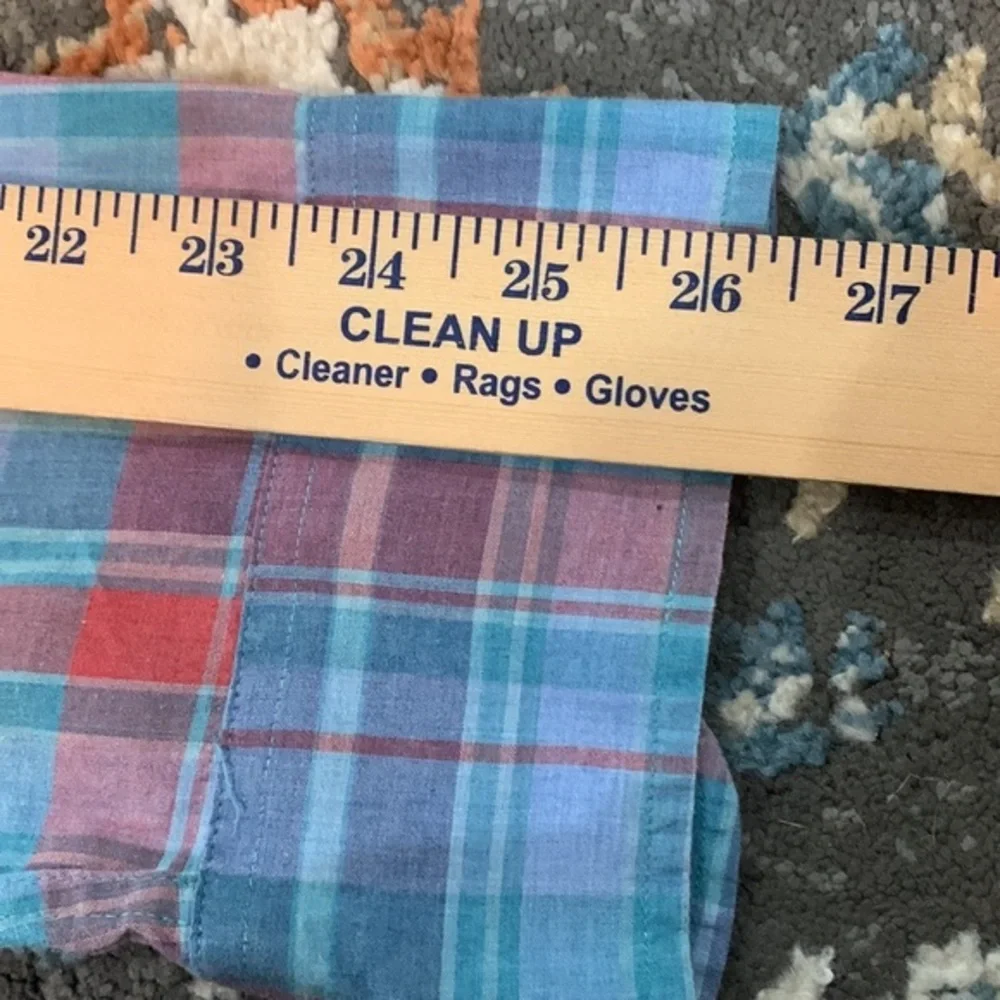 J Crew Mens Blue Red Plaid Long Sleeve Button Up Size XL EUC‎
